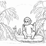 Rainforest Scene: Monkey and Banana Coloring Sheets 1