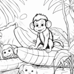 Rainforest Scene: Monkey and Banana Coloring Sheets 2