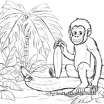 Rainforest Scene: Monkey and Banana Coloring Sheets 3