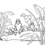 Rainforest Scene: Monkey and Banana Coloring Sheets 4