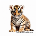 Realistic Tiger Cub Coloring Pages for Adults 1