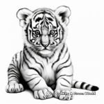 Realistic Tiger Cub Coloring Pages for Adults 2