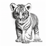 Realistic Tiger Cub Coloring Pages for Adults 4