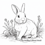 Realistic White Rabbit in Nature Coloring Pages 2