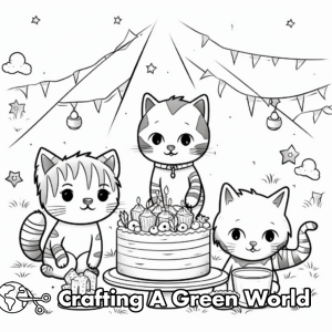 Cat Birthday Coloring Pages - Free &amp; Printable!