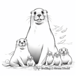 Sea Lion Family Coloring Pages: Male, Female, and Pups 1