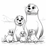 Sea Lion Family Coloring Pages: Male, Female, and Pups 2