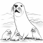 Sea Lion Family Coloring Pages: Male, Female, and Pups 4