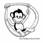 Silly Funny Monkey Swinging with Banana Coloring Sheets 1