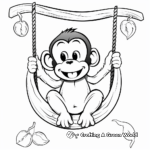 Silly Funny Monkey Swinging with Banana Coloring Sheets 2