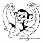 Silly Funny Monkey Swinging with Banana Coloring Sheets 3