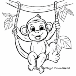 Silly Funny Monkey Swinging with Banana Coloring Sheets 4