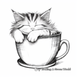Sleepy Maine Coon in a Cup Coloring Pages 1