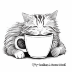 Sleepy Maine Coon in a Cup Coloring Pages 2