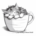 Sleepy Maine Coon in a Cup Coloring Pages 3