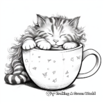 Sleepy Maine Coon in a Cup Coloring Pages 4