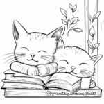 Sleepy Time Cat and Bunny Coloring Page 2