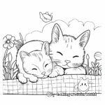 Sleepy Time Cat and Bunny Coloring Page 4