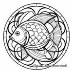 Stained Glass-Style Tang Fish Mandala Coloring Pages 2