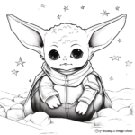 Star Wars Theme: Baby Yoda amidst Stars Coloring Pages 1