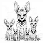 Stylized Jackal Family Coloring Pages 2