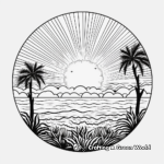 Sunset Over the Ocean Summer Mandala Coloring Pages 2