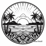 Sunset Over the Ocean Summer Mandala Coloring Pages 4
