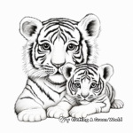 Tiger Cub and Mother Coloring Pages 1