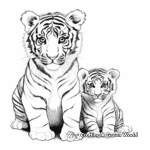Tiger Cub and Mother Coloring Pages 2