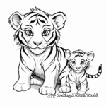 Tiger Cub and Mother Coloring Pages 3