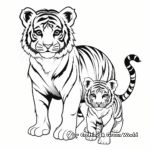 Tiger Cub and Mother Coloring Pages 4