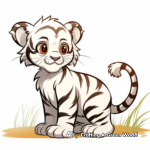 Tiger Cub with Scenic Background Coloring Pages 1