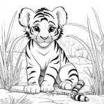 Tiger Cub with Scenic Background Coloring Pages 2