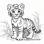 Tiger Cub with Scenic Background Coloring Pages 3