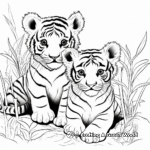 Two Tiger Cubs in the Jungle Coloring Pages 3