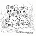 Two Tiger Cubs in the Jungle Coloring Pages 4