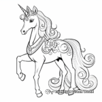 Unicorn Horse with Princess Coloring Pages 1