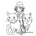 Whimsical Cat Riding on a Bunny Coloring Page 1