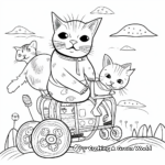 Whimsical Cat Riding on a Bunny Coloring Page 2
