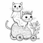 Whimsical Cat Riding on a Bunny Coloring Page 3
