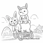 Whimsical Cat Riding on a Bunny Coloring Page 4
