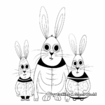 White Rabbit Family Coloring Pages: Mom, Dad, and Bunny 3