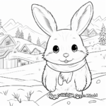 Winter Rabbit in Snow Coloring Pages 1