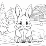 Winter Rabbit in Snow Coloring Pages 2