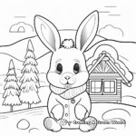 Winter Rabbit in Snow Coloring Pages 3
