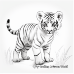 Young Tiger Cub Stalking Prey Coloring Pages 1