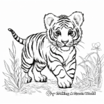 Young Tiger Cub Stalking Prey Coloring Pages 2