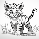 Young Tiger Cub Stalking Prey Coloring Pages 3