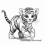 Young Tiger Cub Stalking Prey Coloring Pages 4