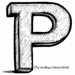 3D Style Letter P Coloring Pages 1